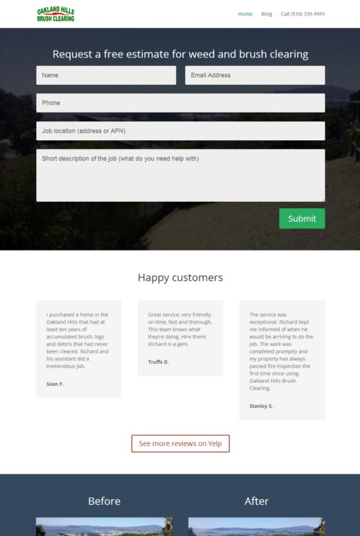 A company's website after marketing with Pure Web Services